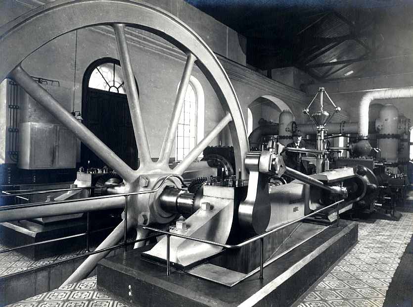 úpravna vody v roce 1872 parní stroj s čerpadlem